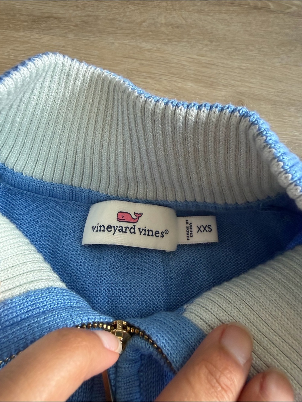 Vineyard Vines Quarter Zip Cotton Pullover  Blue Coastal SZ XXS - Picture 2 of 7